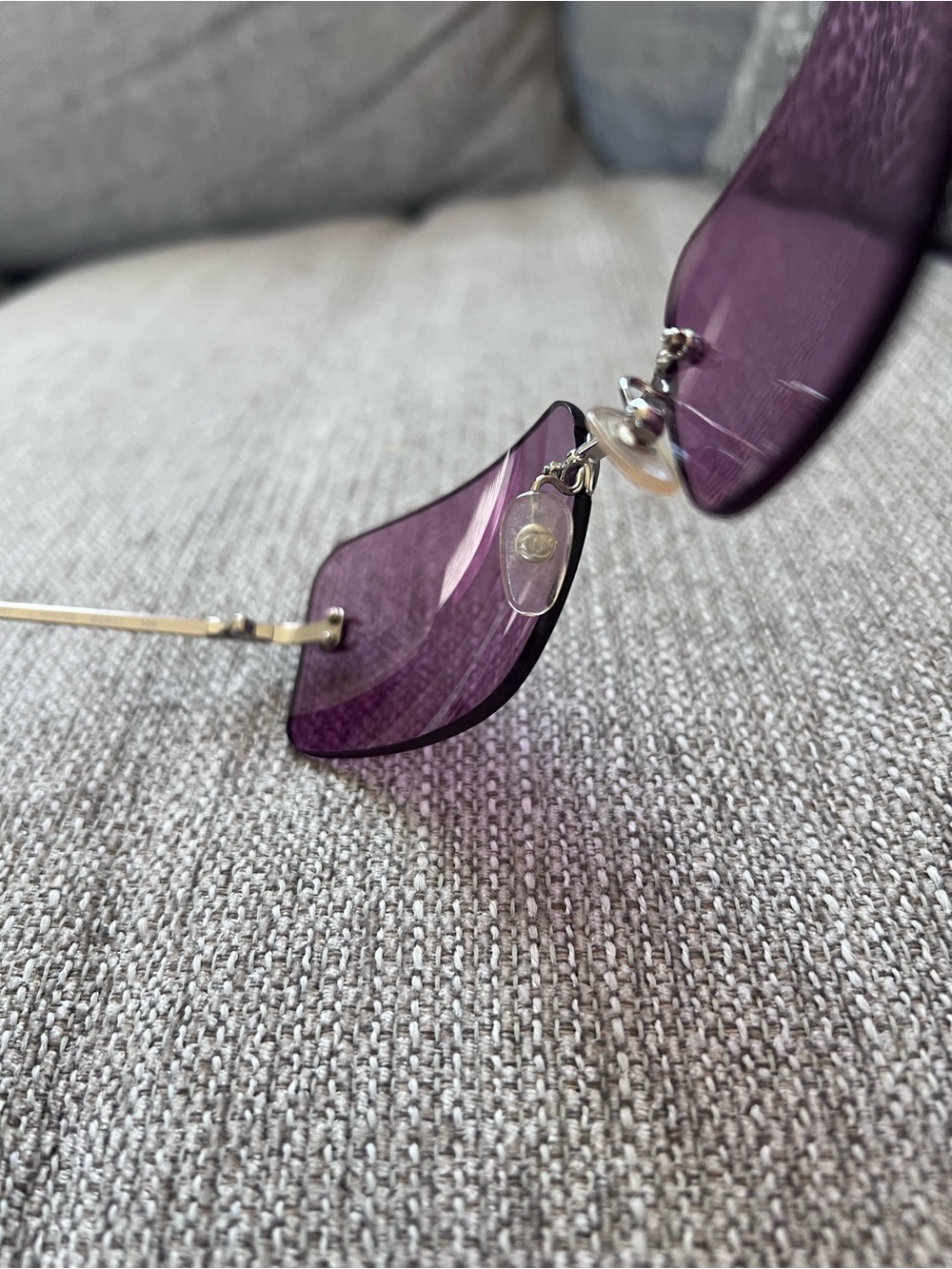 Chanel 4017 Vintage Rimless Purple Sunglasses with Silver Frame - Picture 7 of 12